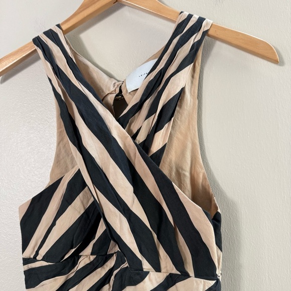 Anthro Leifsdottir Black Tan Stripe Sleeveless Sheath Dress Coctail Party Guest - Picture 6 of 15